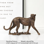 Leopard Resin Statue African Animal Model Sculpture Home Office Table Desktop Decor Cheetah Handmade Decorative Art Collection - House Of Avana