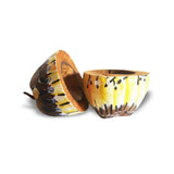 Les Femmes Citrons' Hand-painted on Coconut Natural African Icebox L18cm x W17cm x H24cm - Icebox for Kitchen & Dining - House Of Avana