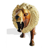 West African Hand Carved Lion Centerpiece for Table Top Decor L42cm x W16cm X H23cm