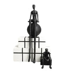 Modern Metal Figurine - Long-legged Thinker Gold, front view - House Of Avana