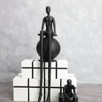 Modern Metal Figurine - Long-legged Thinker Gold, back view - House Of Avana