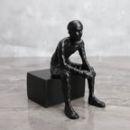 Modern Metal Figurine - Long-legged Thinker Gold, top view - House Of Avana