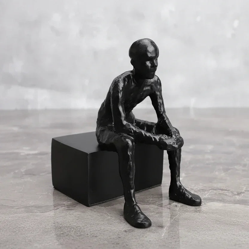 Modern Metal Figurine - Long-legged Thinker Gold, top view - House Of Avana