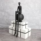 Modern Metal Figurine - Long-legged Thinker Gold, angled view - House Of Avana