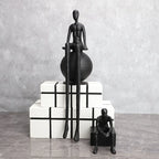 Bronze modern thinker statue, long-legged figurine, metallic finish - House of Avana