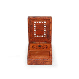 West African Tuia Walnut Wood Hand Carved Moroccan Jali Box Table Decor Centerpiece L29cm x W21cm X H16cm - Table Decor Centerpiece