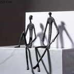 Modern Black Figure - Abstract Sitting Man Design, back view - House Of Avana