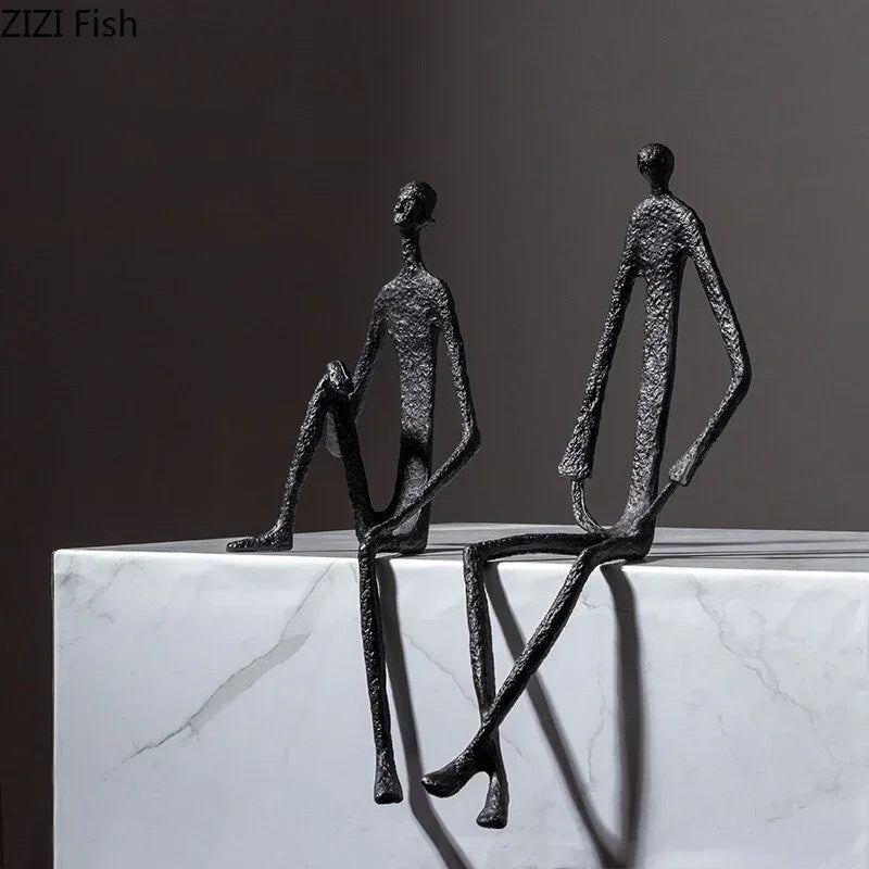 Modern Black Figure - Abstract Sitting Man Design, detail shot - House Of Avana