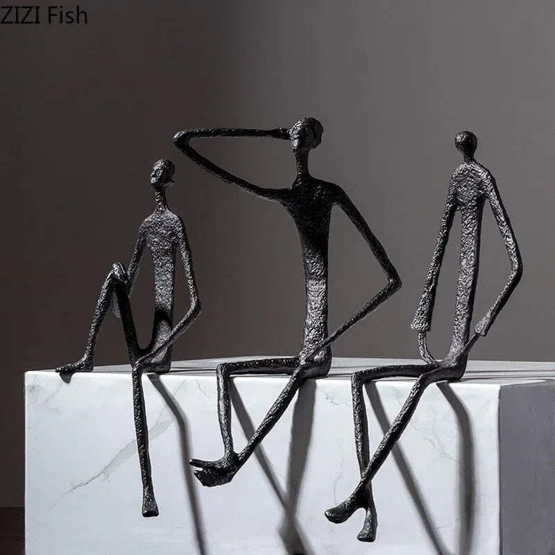 Modern Black Figure - Abstract Sitting Man Design, lifestyle image - House Of Avana