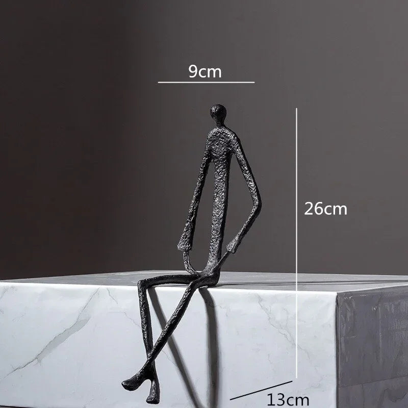 Modern Black Figure - Abstract Sitting Man Design, angled view - House Of Avana