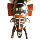 West African Vinatge Tribal Ivory Coast Painted Senufo Single Kpelie Mask  L18cm x W09cm x H37cm - Mask Wall Decor