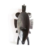 West African Vinatge Tribal Ivory Coast Painted Senufo Single Kpelie Mask  L18cm x W09cm x H37cm - Mask Wall Decor