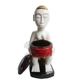 African Vintage Revived Sculpture Pristine Traditional Male Figurine Centerpiece for Table Decor L24cm x W18cm x H47cm - African Centerpiece for Table Décor - House Of Avana