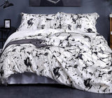Premium Luxurious Pure 100% 19 Momme Mulberry Silk Seamless Duvet Cover with Marble Print