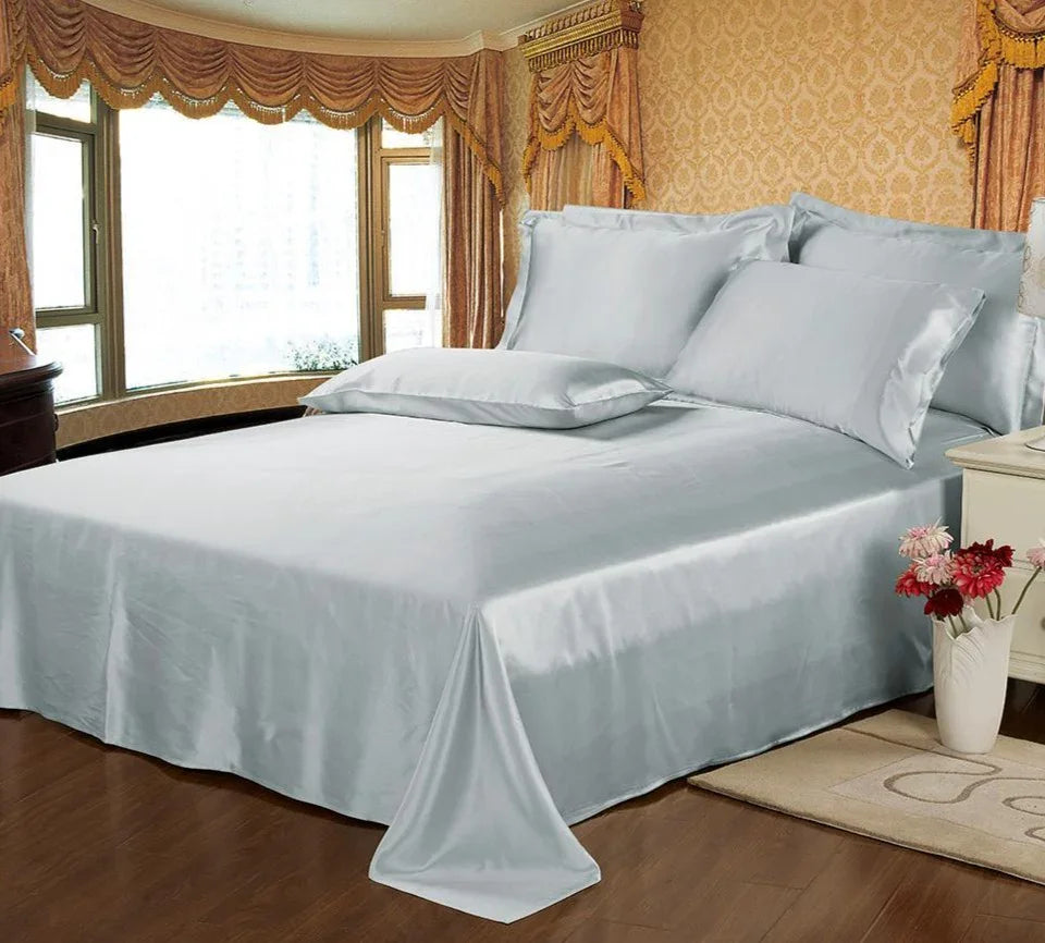 22 Momme Seamless Luxury 3pcs Mulberry Silk Bedding Set (1 Flat Sheet + 2 Oxford Pillowcases) - House Of Avana