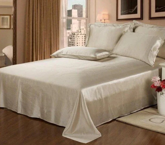22 Momme Seamless Luxury 3pcs Mulberry Silk Bedding Set (1 Flat Sheet + 2 Oxford Pillowcases) - House Of Avana