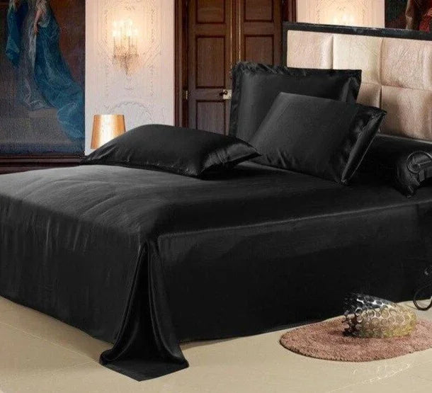 22 Momme Seamless Luxury 3pcs Mulberry Silk Bedding Set (1 Flat Sheet + 2 Oxford Pillowcases) - House Of Avana