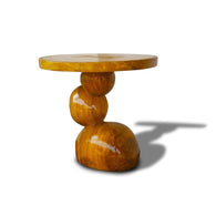 Roundels Hand-Carved West African Side Table for Living Room D40cmH40cm  - African Furniture for Living Room