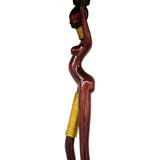 West African Style Hand Carved Teak Wood Dark Hued Sculptor's Muse Floor Lamp - D23cm x H101cm
