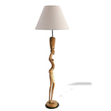 West African Style Hand Carved Teak Wood Large Sculptor's Muse Floor Lamp - D22cm x H114cm
