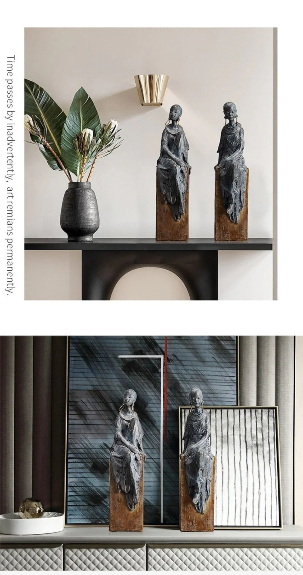 Tribal African Women Sculpture Figurines, angled view - House Of Avana