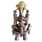 West African Vinatge Senoufu Tribal Maternity Statue of a Mother with 9 babies Vintage Revived Centerpiece for Table Top Decor L33cm x W30cm X H63cm 