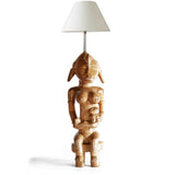 Vintage Revived West African Senufo Maternity Seated Mother Statue with a baby Table Lamp for Décor D15cm x H50cm