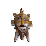 West African Vintage Tribal Ivory Coast Small Senufo Mask with Man on Head L10cm x W05cm x H23cm - Mask Wall Decor