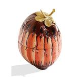 Shades of Red Hand-painted on Coconut Natural African Icebox L18cm x W17cm H24cm- Icebox for Kitchen & Dining Serveware