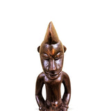 West African Senufo Vintage Traditional Wooden Small Male Statue D6cm x H24cm - Table Décor Centerpiece Sculpture