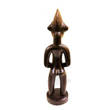 West African Senufo Vintage Traditional Wooden Small Male Statue D6cm x H24cm - Table Décor Centerpiece Sculpture