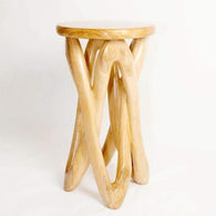 Hand Carved West African Monoxylous Solidarity Side Table D40cmH70cm