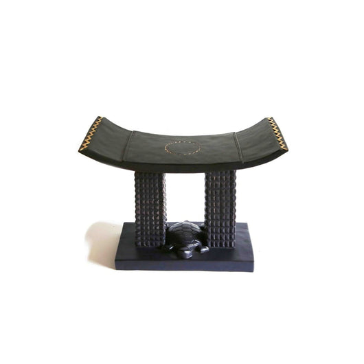 African Akan Turtle Tabouret/Wooden Stool/Accent Table/Side Table with Golden Highlights - L60cmxW30cmxH45cm- Furniture for Living Room