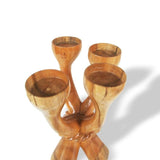 Rustic African Handcarved Tabletop Teak Wood Natural Torch Candle Holder L25cm x W18cm x H33cm - African Candleholder for Table Decor - House Of Avana