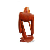 Thoughtful Man West African Hand Carved Teak Wood Stylized Vintage Table top Sculpture Centerpiece L12cm x W06cm x H20cm - Table Décor Centerpiece