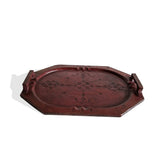Set of 4 Mali Hand made Mahogany African Touareg Camel Leather Trays from Timbuktu Biggest Tray L48cm x W33cm x H5cm - Kitchen and Dining African Serveware - House Of Avana