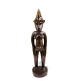 West African Senufo Vintage Traditional Wooden Small Senoufu Female Statue D6cm x H24cm - Table Décor Centerpiece