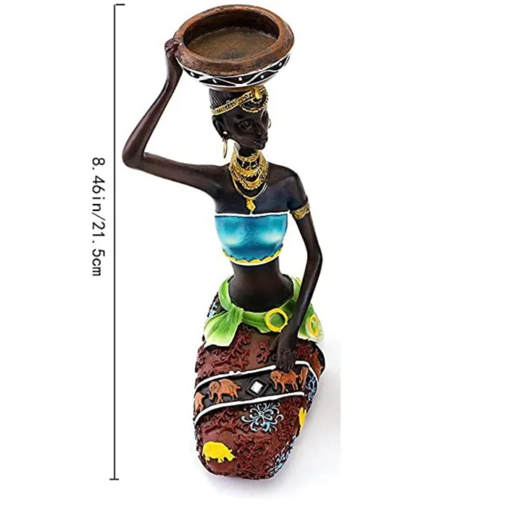 Tribal Figurine Sculpture Candle Holder for Minimalist Decor, side view - House Of Avana