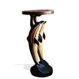 African Stylized Tall Twin Dolphins Corner Accent Table H100cmD45cm - Furniture Living Room
