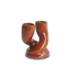 Hand Carved African Acacia Major Twin Twirl Candleholder L11cm x W09cm x H11cm - African Candleholder for Table Décor - House Of Avana