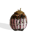 Violet Dames Hand-painted on Coconut Natural African Icebox L18cm x W17cm H24cm - Icebox for Kitchen & Dining, Serveware