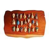African Teak Wood Plaque Masks Wall Art Curated with Small Painted African Masks L85cmW55cm- Wall Décor