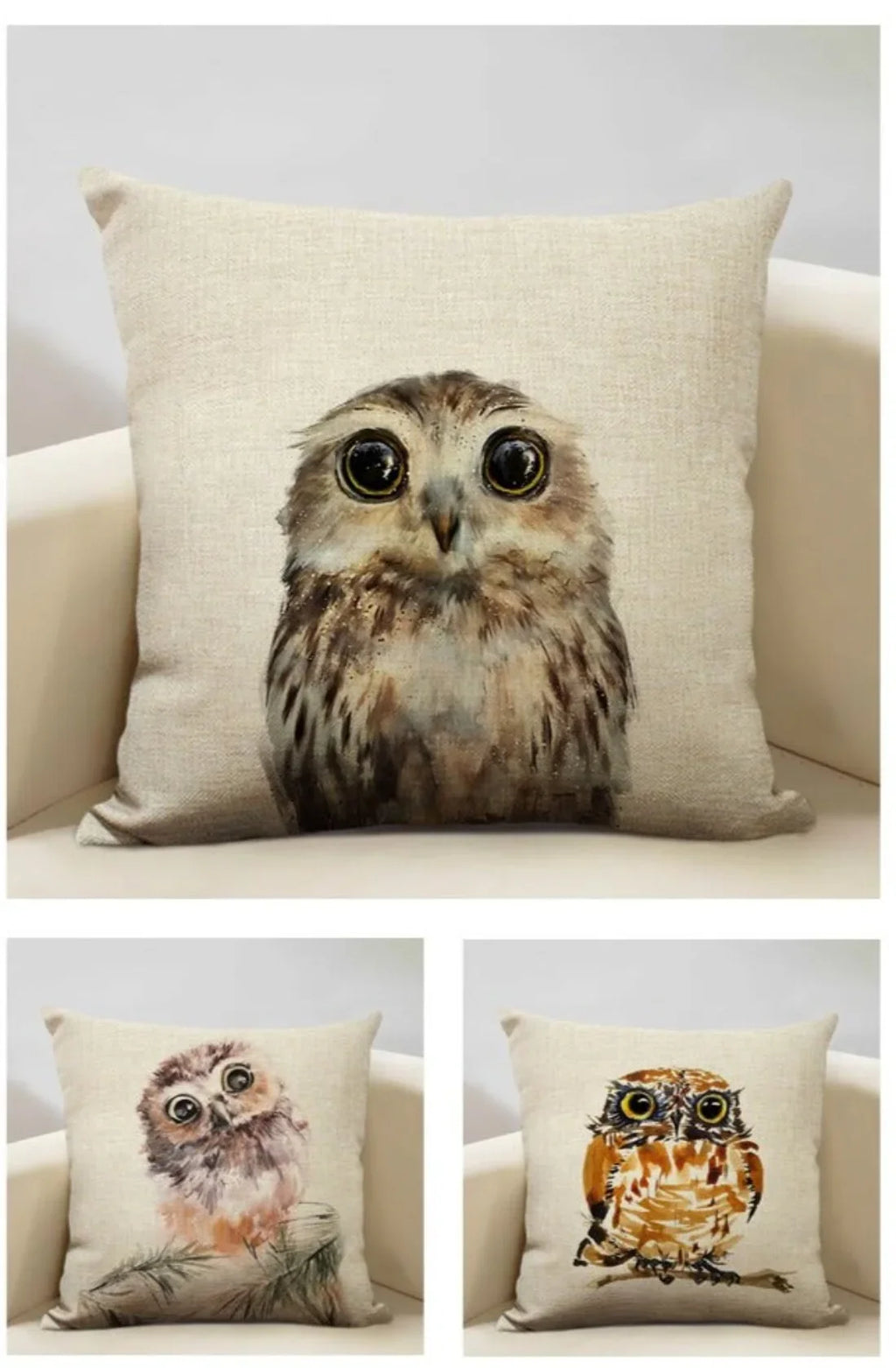 Watercolor Owl Print Cushion Cover - House Of Avana