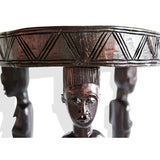 African Vintage Traditional Ethnic Baule End Table Teakwood D50cmH55cm - Furniture for Living Room - Furniture for Living Room