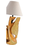 West African Style Hand Carved Teak Wood Wildlife Woodpecker Table Lamp D40cm x H42cm
