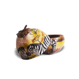 Natural Coconut African Icebox Hand-painted with Zebra love L16cm x W16cm H20cm- Icebox for Kitchen & Dining, Home Décor Serveware